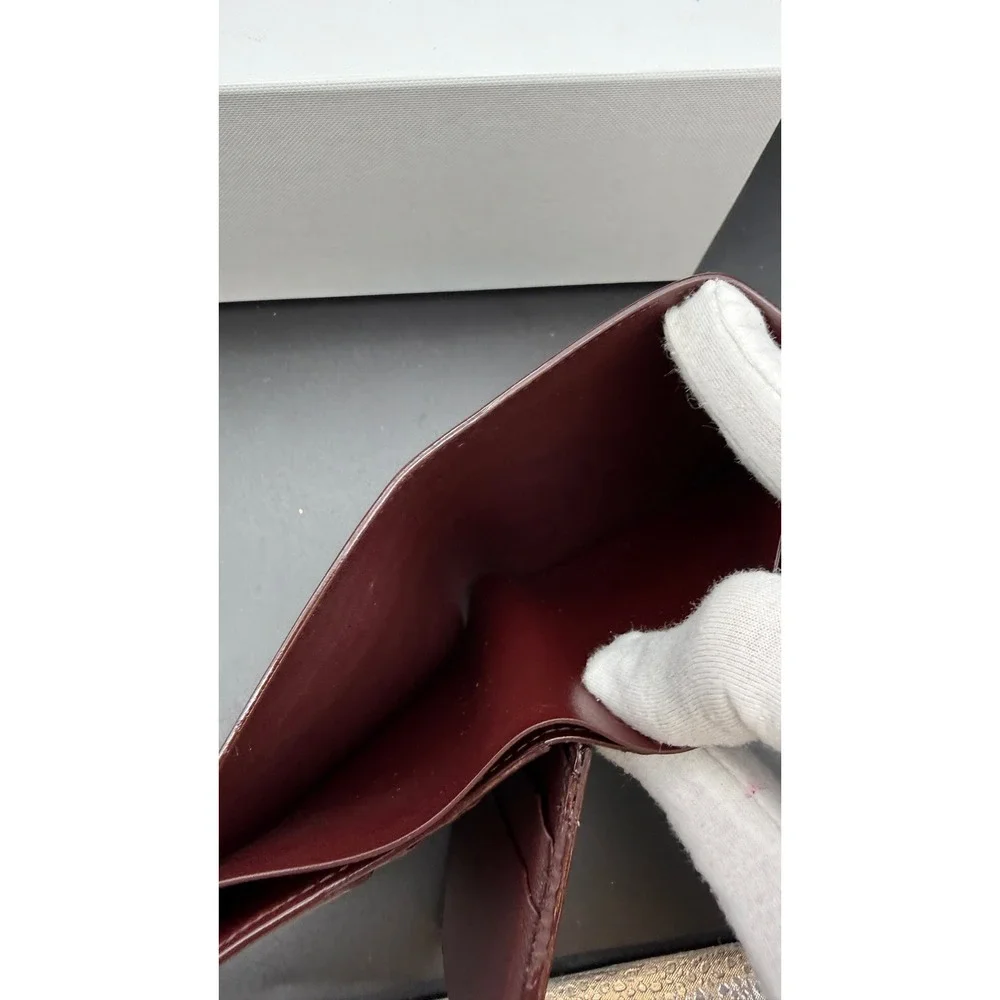 Cartier Must de Cartier Burgundy Leather Bifold Wallet Gold Corners Mens Box